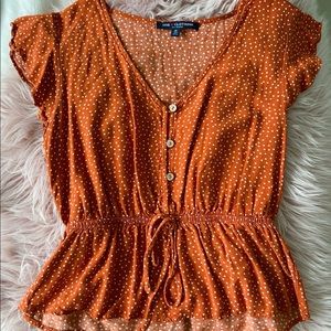 Orange with white dots blouse!